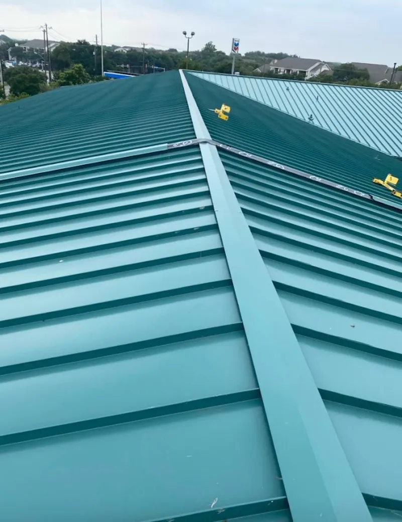 Green commercial metal roof ridge and valley for Metal Roof Repair in Rolla